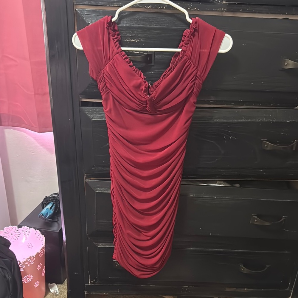 Red Ruched Dress